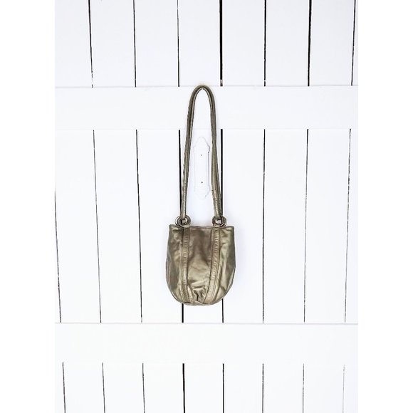 Vintage metallic leather bucket bag/Atalla Handbags/leather shoulder purse - Picture 1 of 4